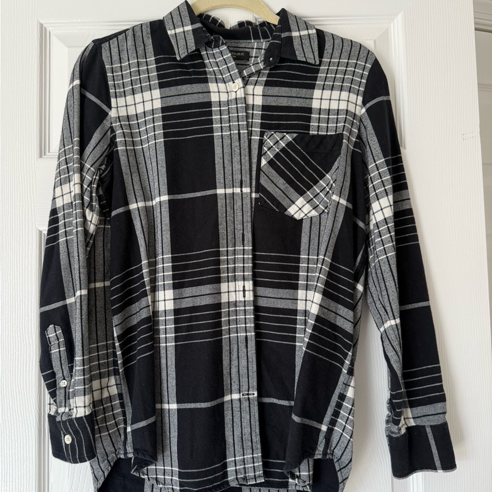 Banana Republic Black and White Checkered Men's Shirt